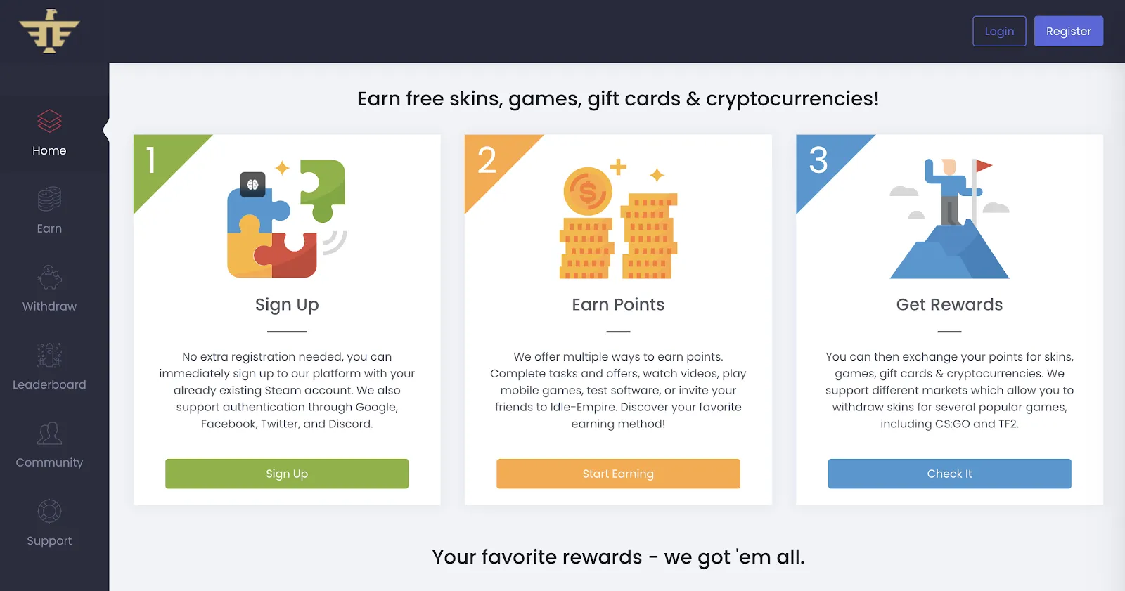 earn free gift cards with idle-empire