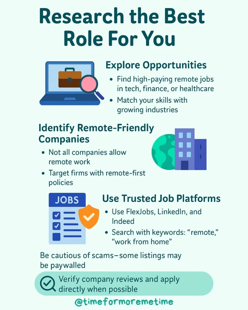 research the best role for you in remote job postings