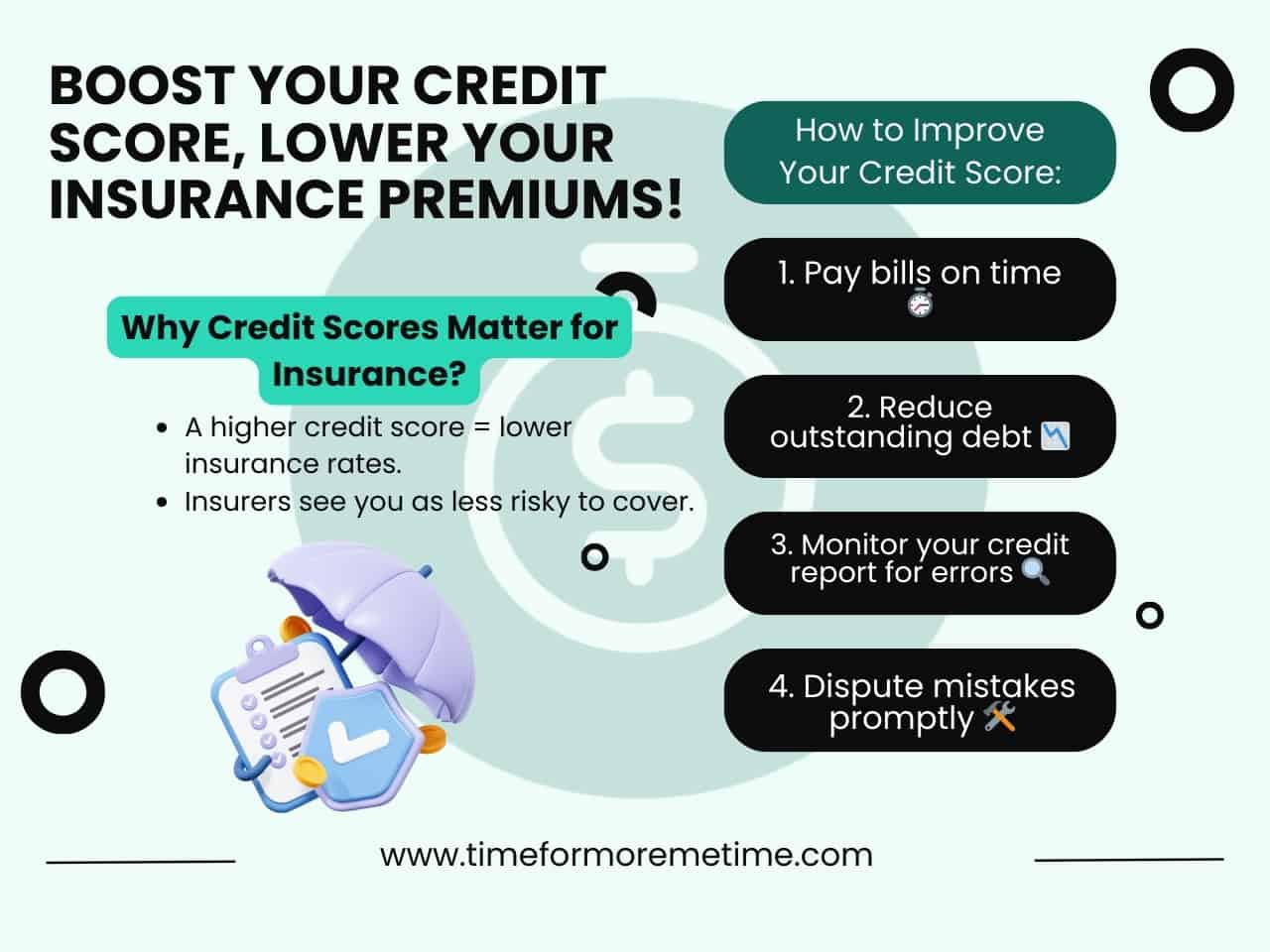 boost your credit score to lower your insurance premiums