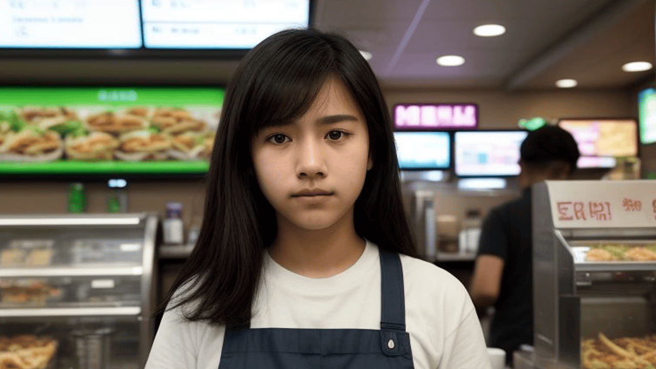 fast food restaurant teenage worker