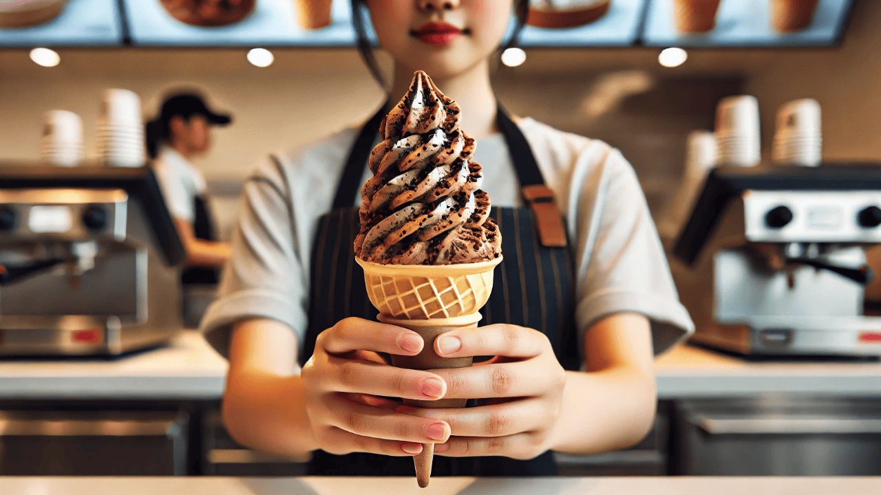 teenager working on an ice cream parlor