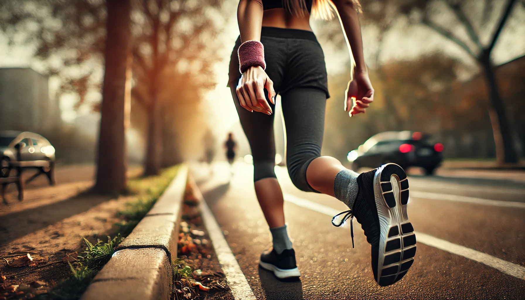 a woman running on a road to stay healthy