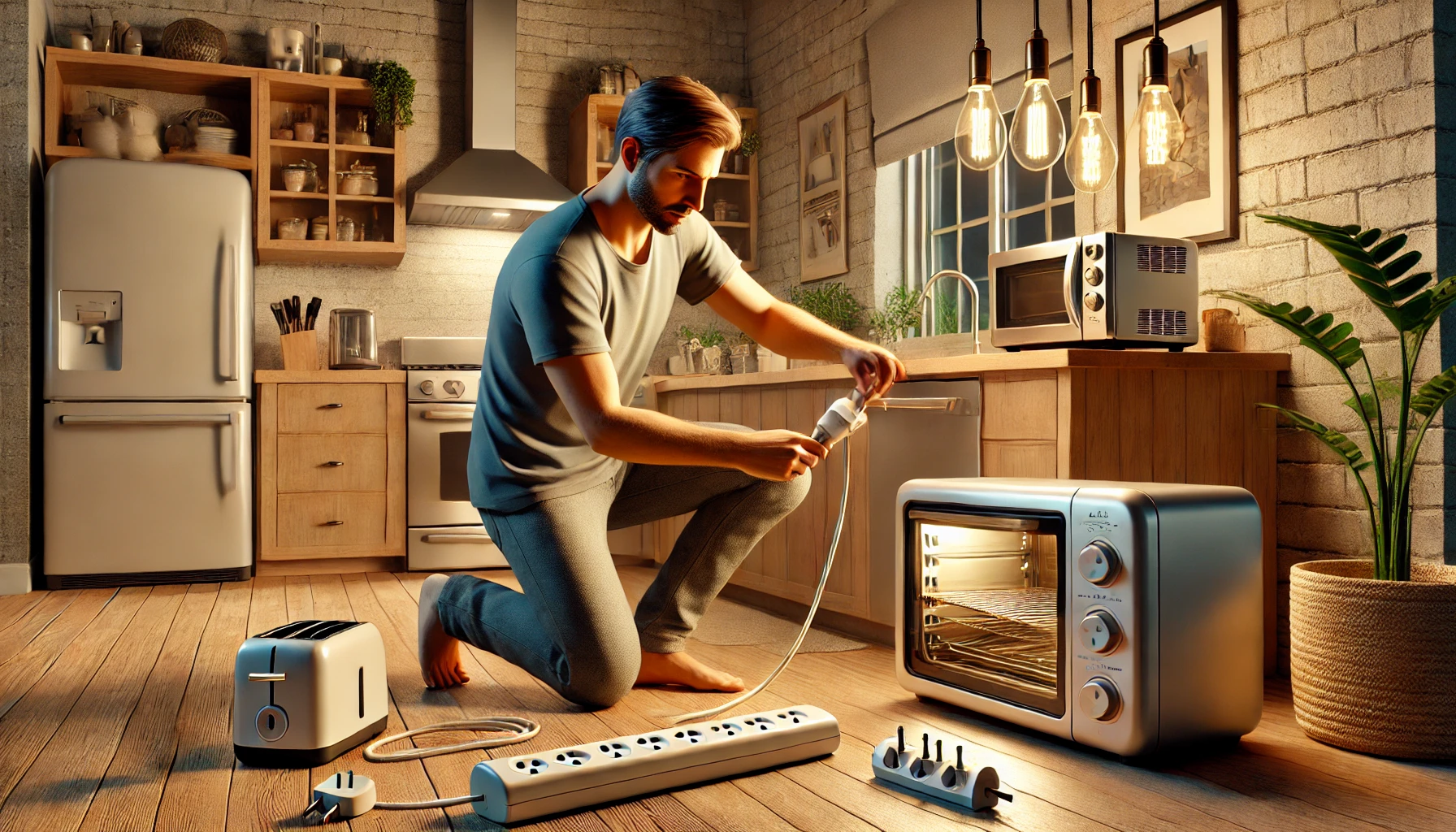 a man checking and unplugging unused appliances