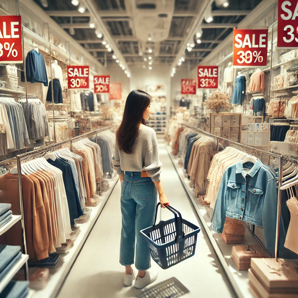 woman shopping when mall is on sale