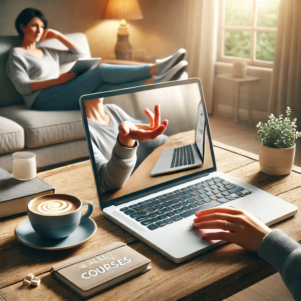 chilling while online courses is watched by other people