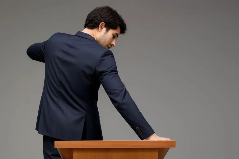 man on a podium exerting his personal brand