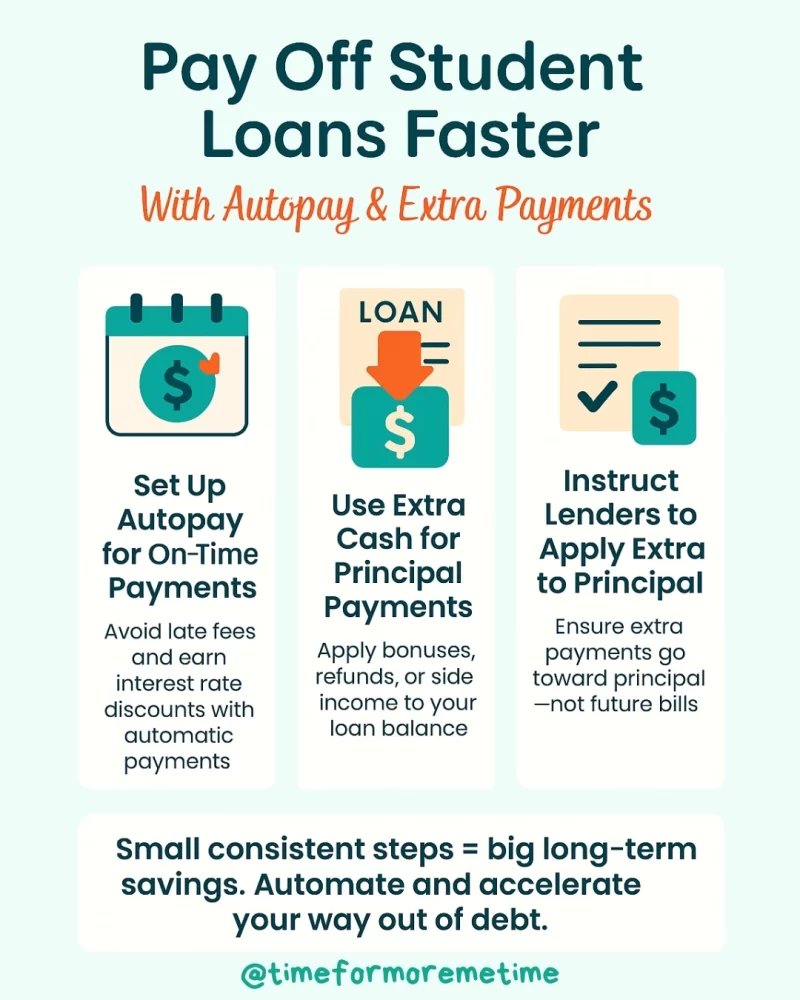 set up autopay and make extra payments to pay college debt
