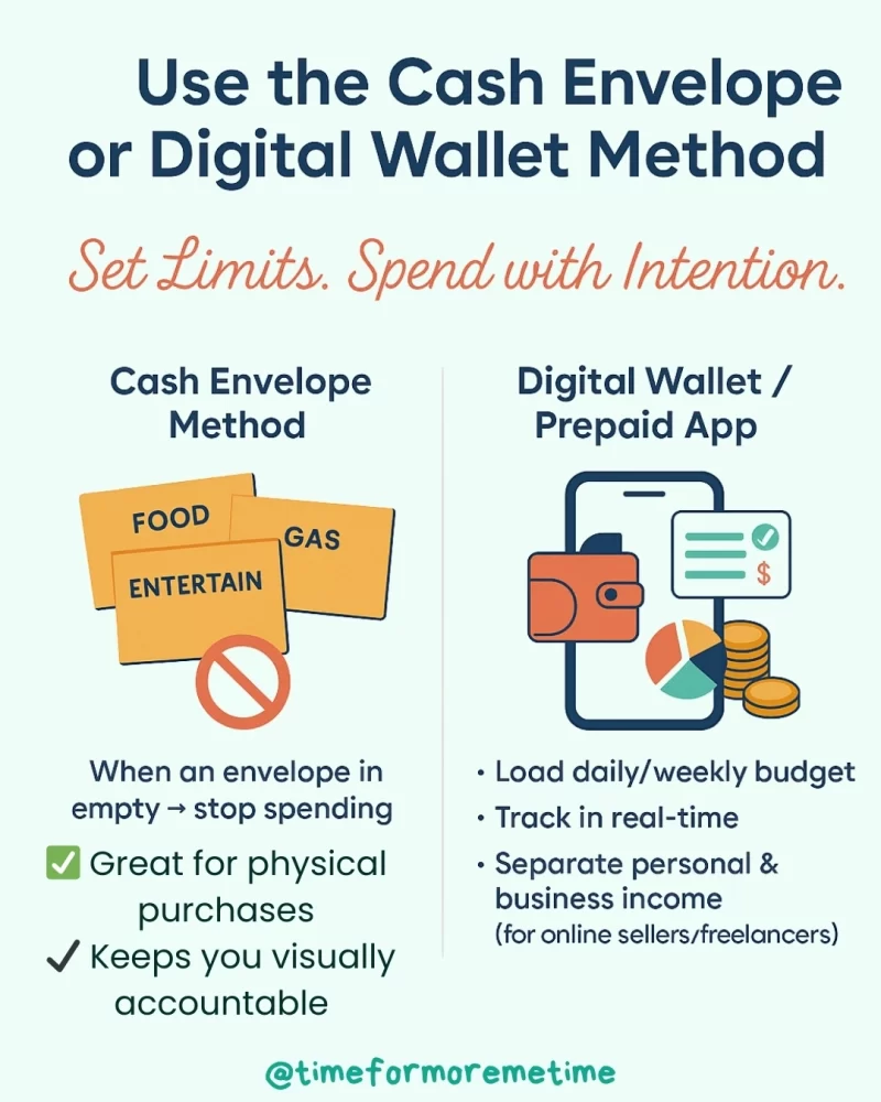 use the cash envelope or digital wallet method