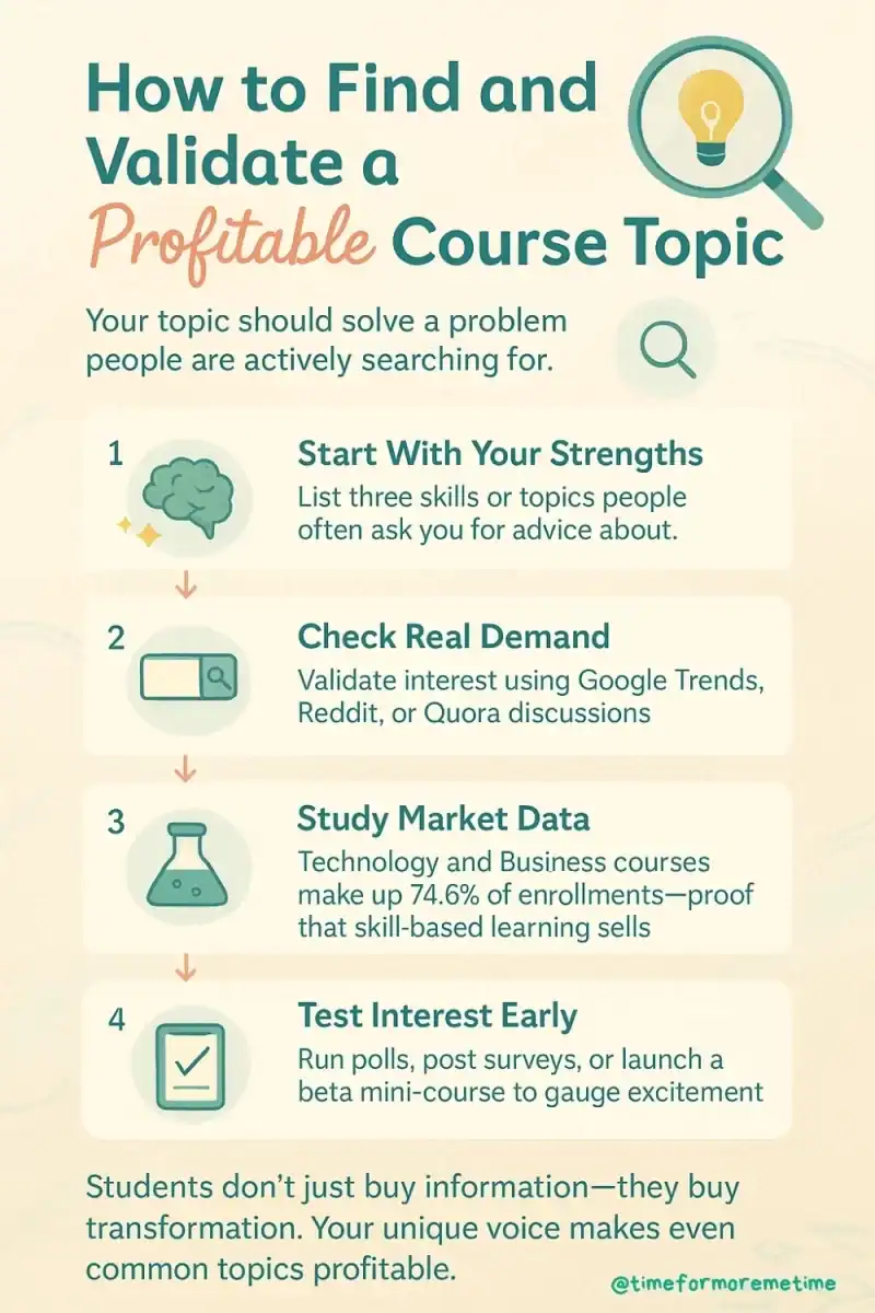 how to find and validate a profitable course topic
