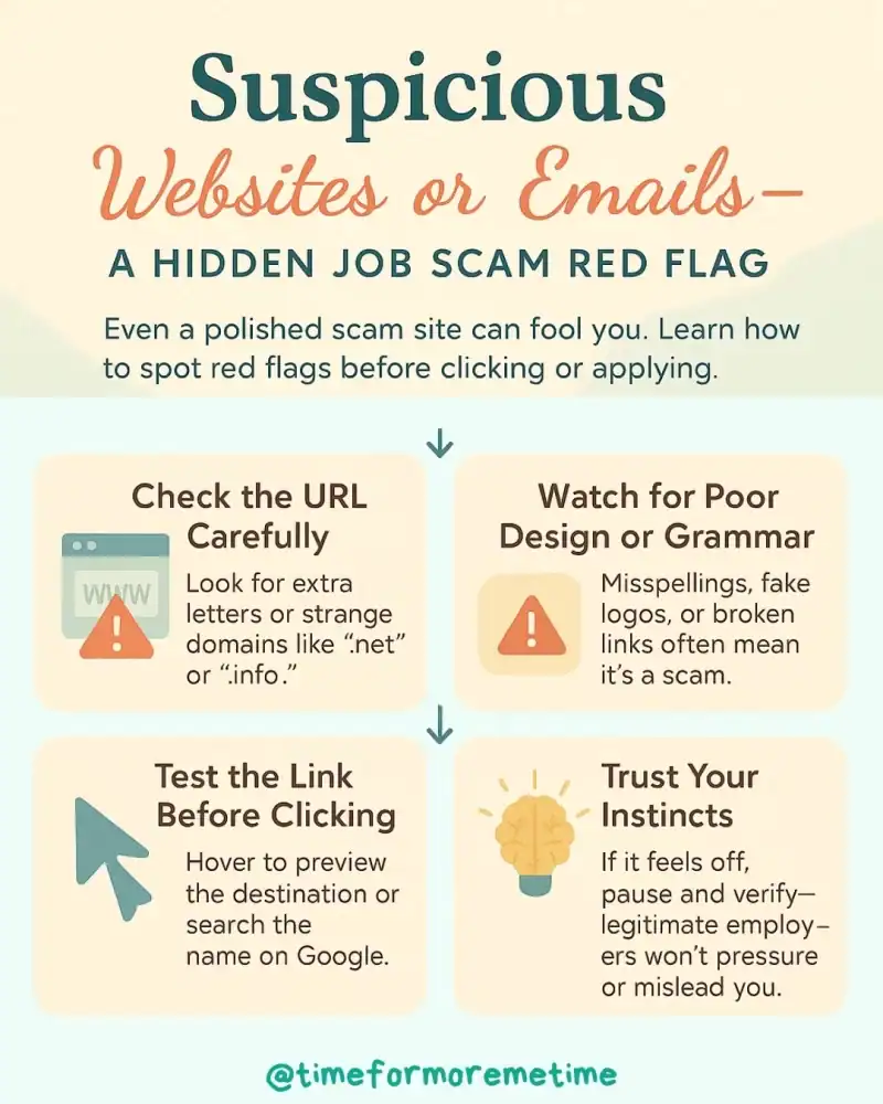 suspicious websites or emails - ahidden job scam red flag