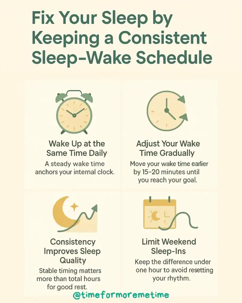 fix your sleep by keeping a consistent sleep-wake schedule