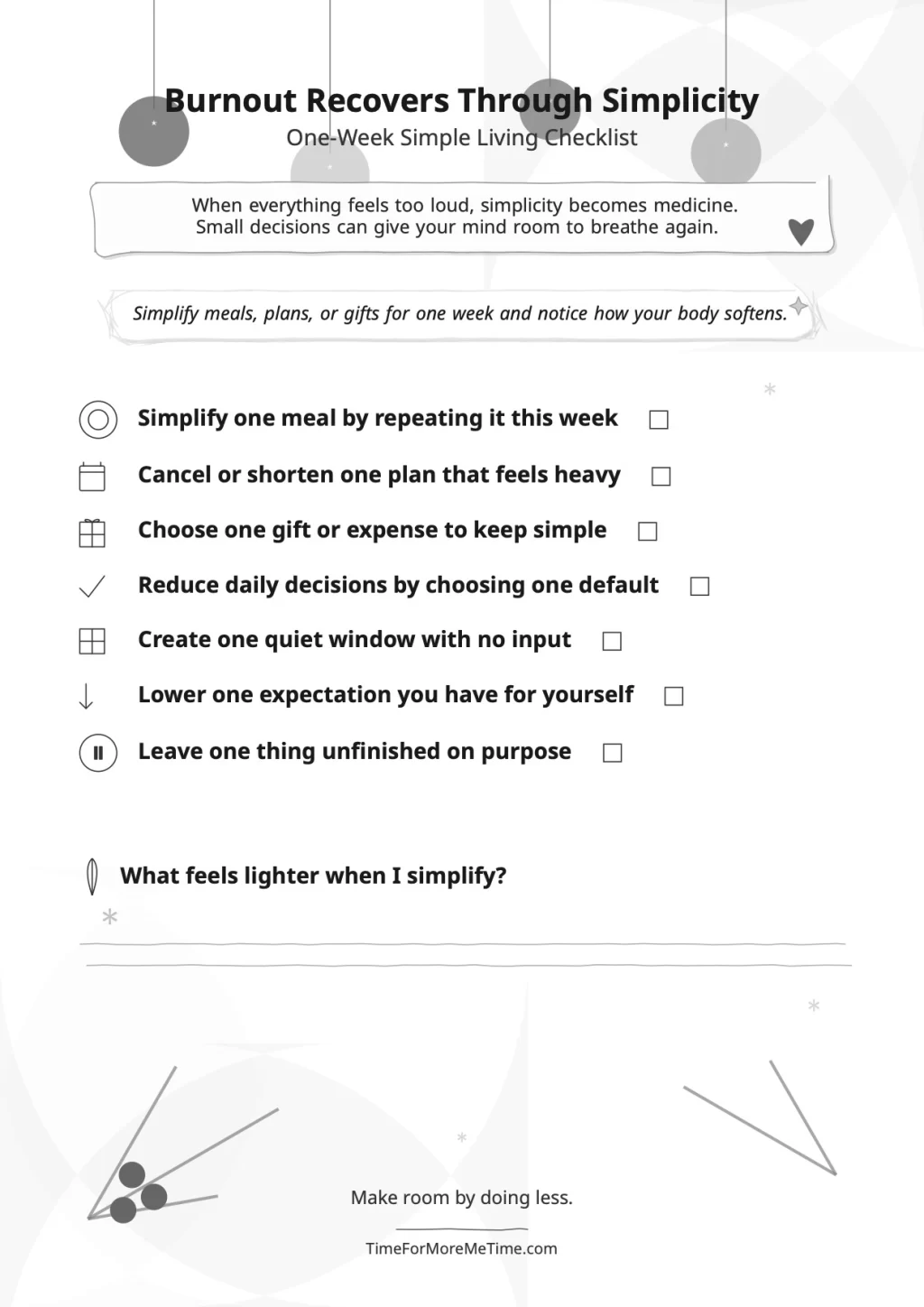 Free Simple Living Checklist to Reduce Burnout Through Simplicity