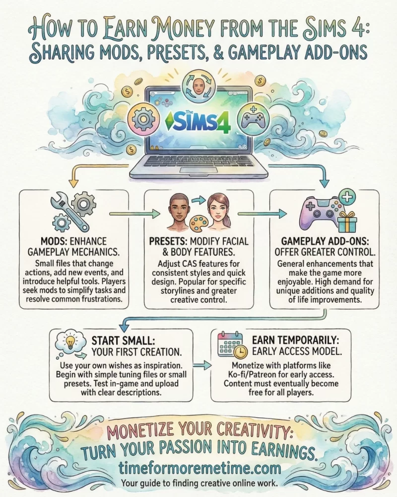 earn money from the sims 4 by sharing mods, presets, and gameplay add-ons