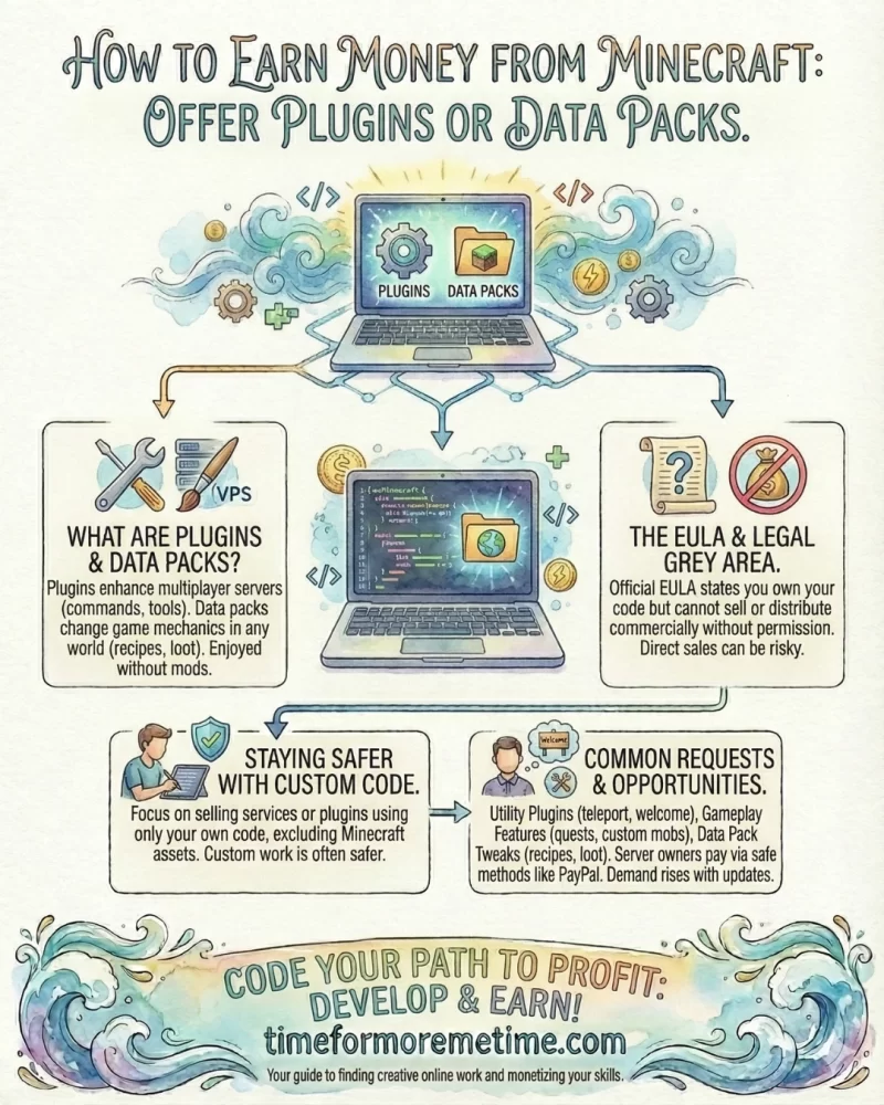 offer plugins or data packs to earn money from minecraft
